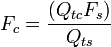 F_c = \frac{(Q_{tc}F_s)}{Q_{ts}}